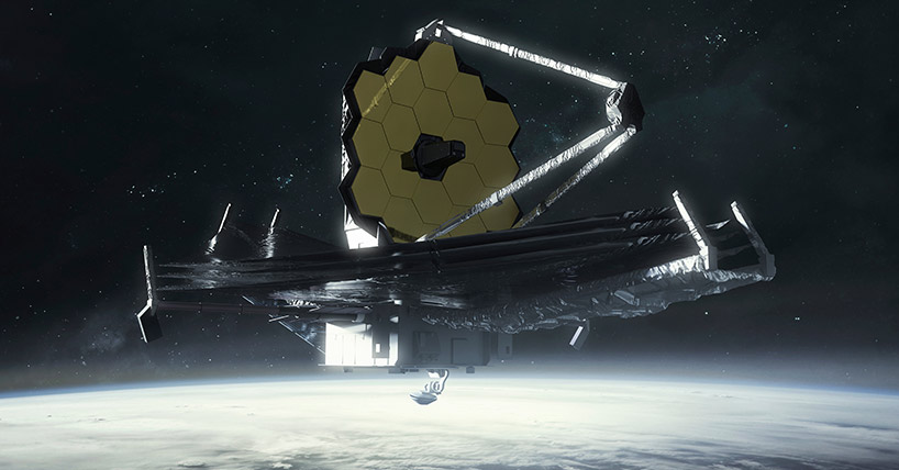 3D illustration of The James Webb telescope working