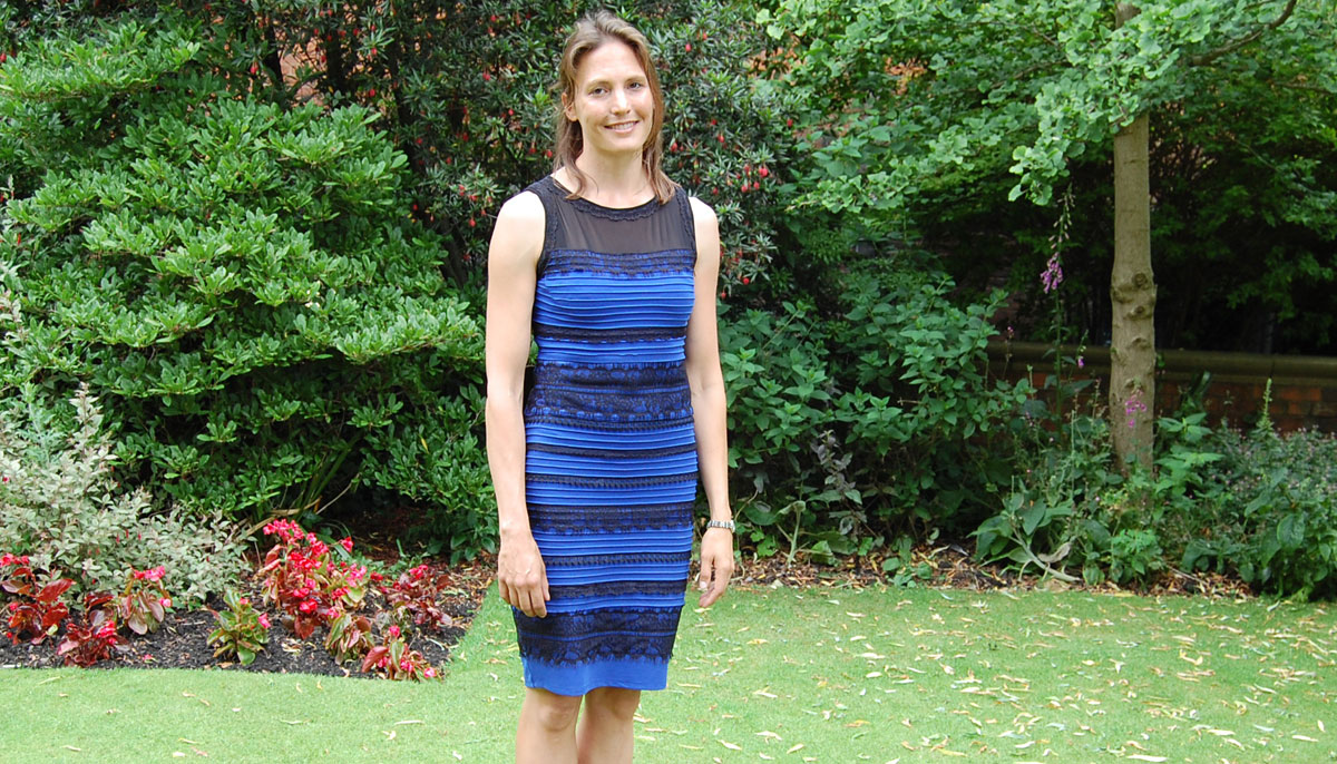 Picture Shows: Dr Helen Czerski wearing the dress that caused an internet sensation.
Image Credit: BBC/Karen Bidewell
